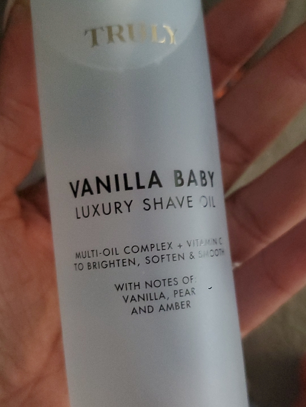 TRULY Vanilla Baby Luxury Shave Oil in white